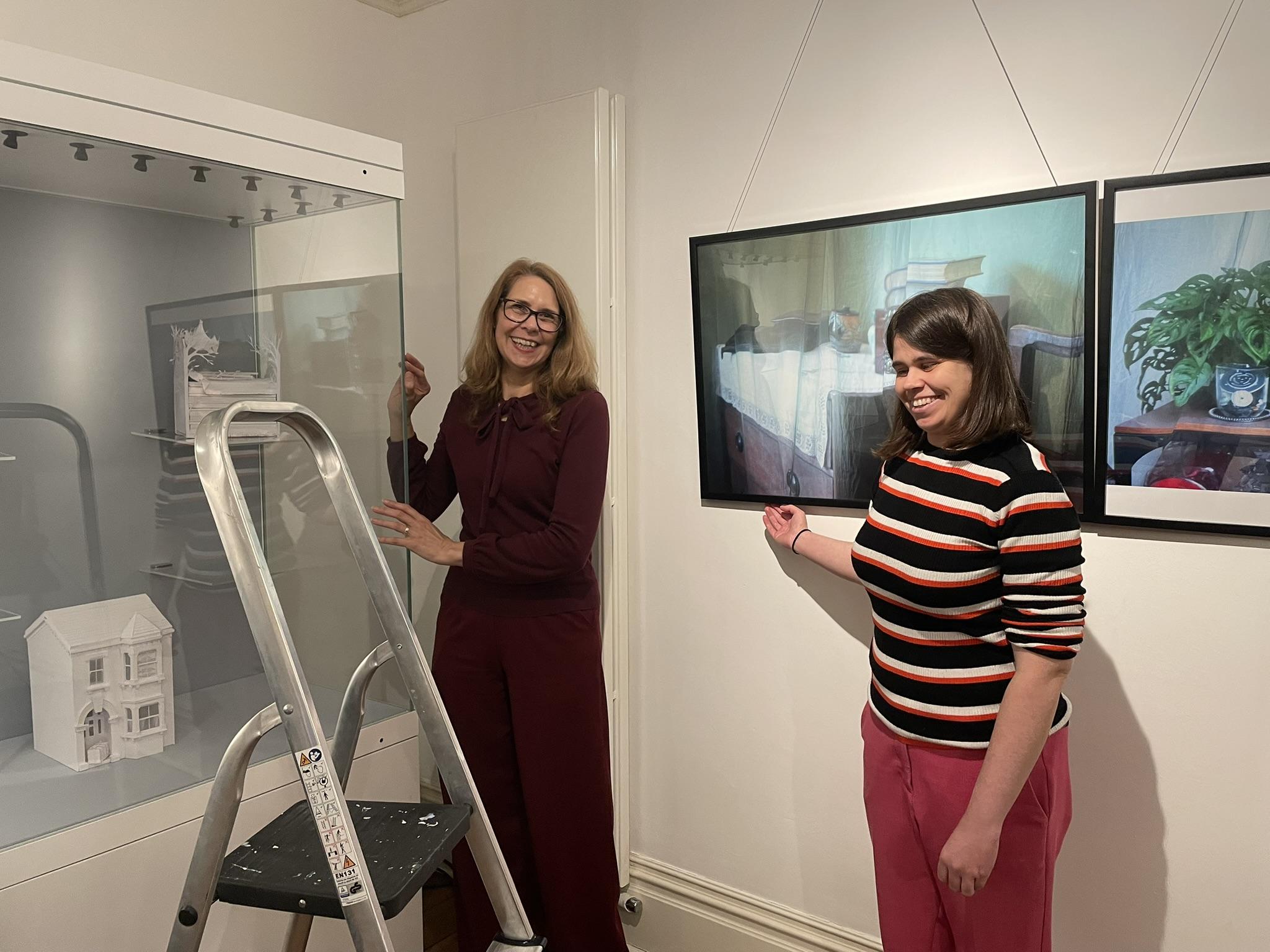 Jacqui and Lauren during the installation of 'Interior Lives'